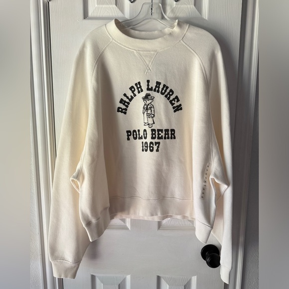 Ralph Lauren Sweaters - Polo Ralph Lauren Womens Polo Bear Oversized Fleece Crew Neck - White XL